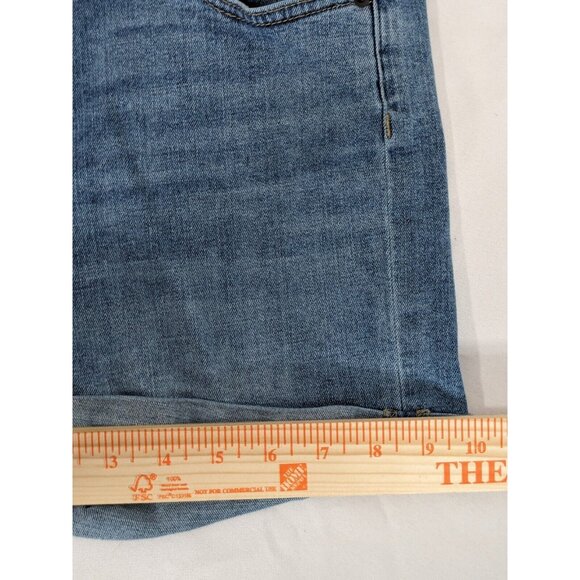 Amazon Essentials Womens 10 Blue Mid Rise Cuffed Denim Jean Shorts Whiskered - Picture 7 of 13